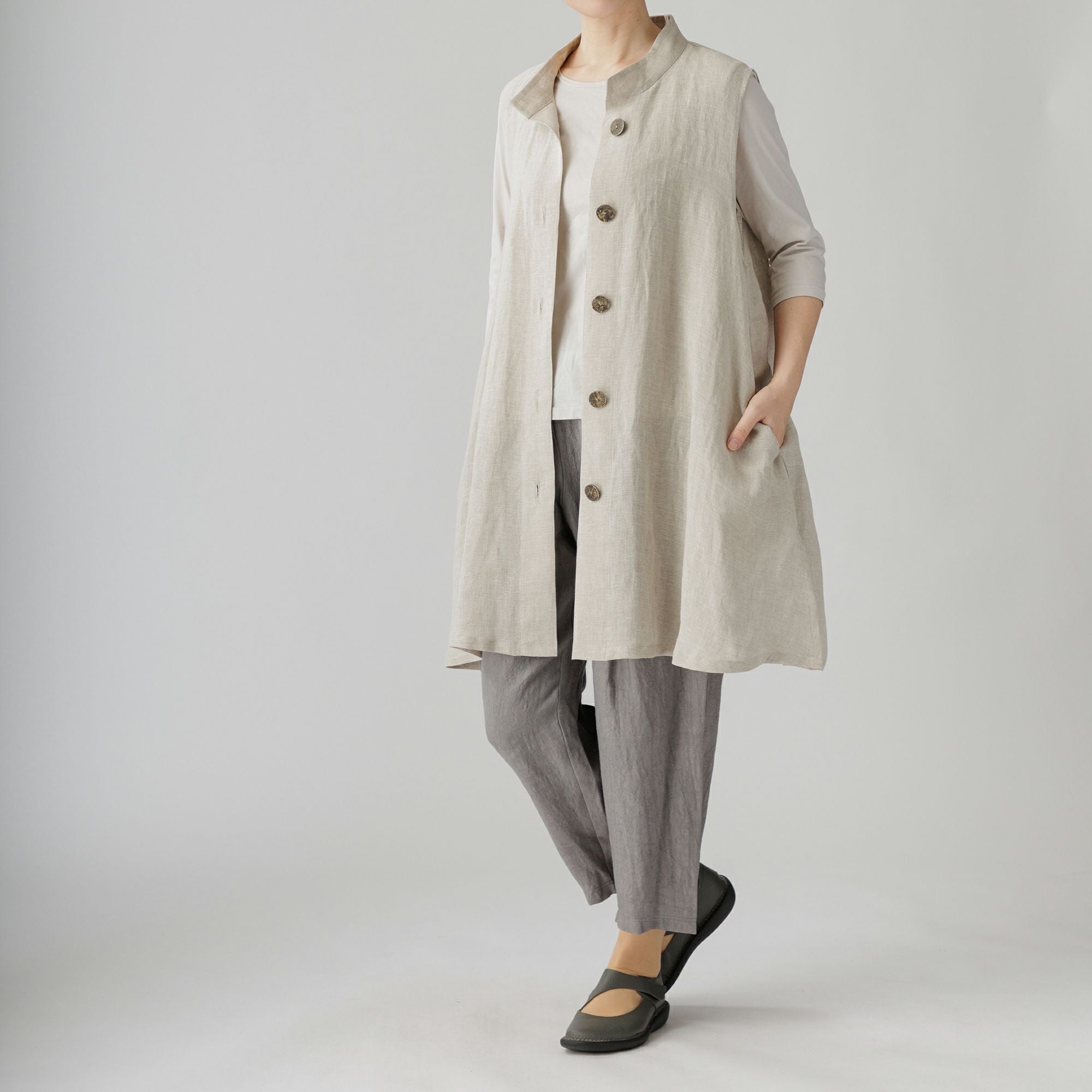 麻混のロングベスト 436-02 Series | かぐらやONLINE SHOP
