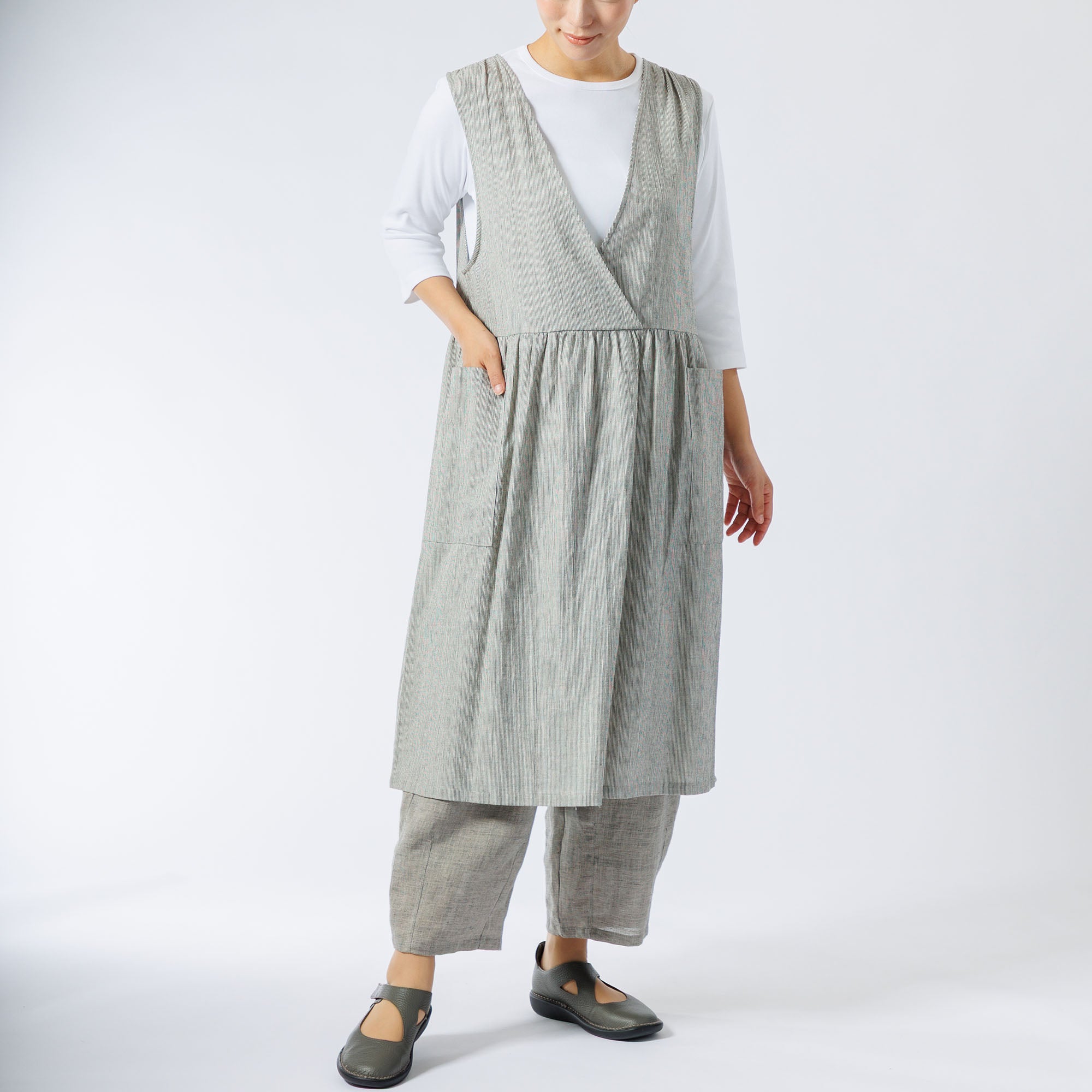 佐々木 　m2015　ガルニエ【L】グレー系 ストライプ スリーピース ストライプワンピース 473-06 Series | かぐらやONLINE SHOP