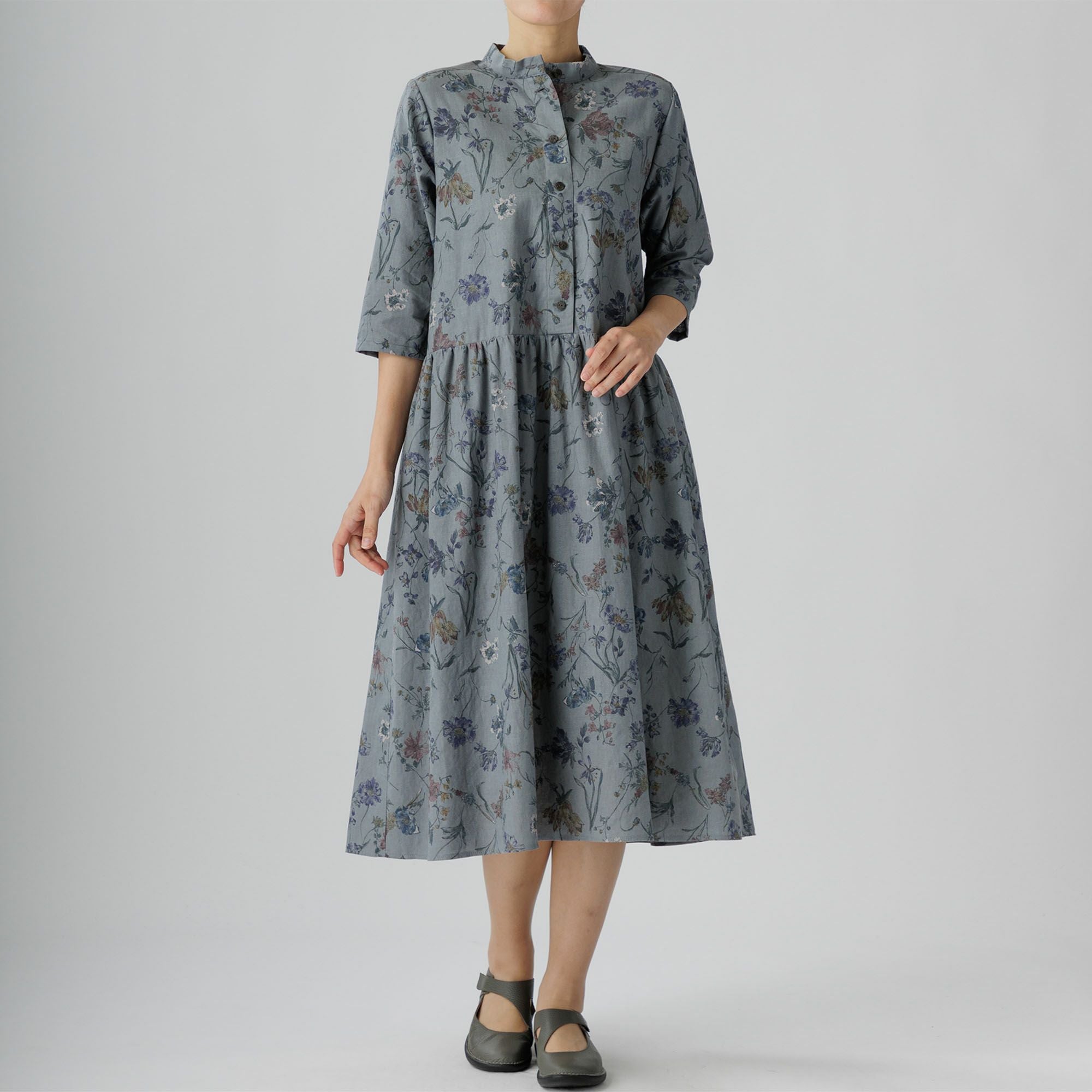 草花柄麻綿ワンピース 533-01 Series | かぐらやONLINE SHOP