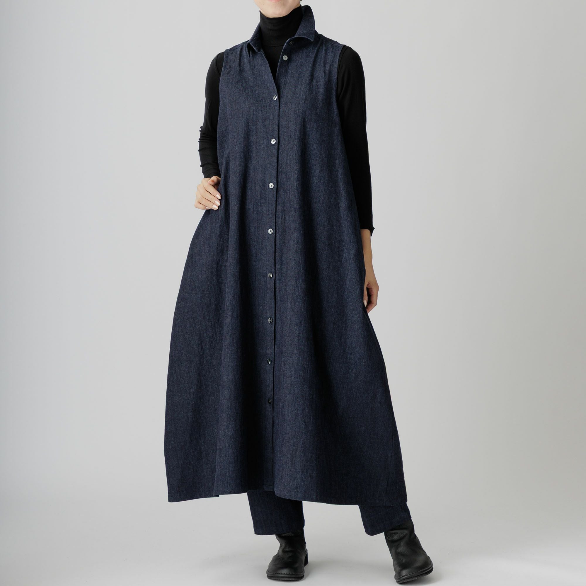 前開きストレッチデニムワンピース 503-01 Series | かぐらやONLINE SHOP