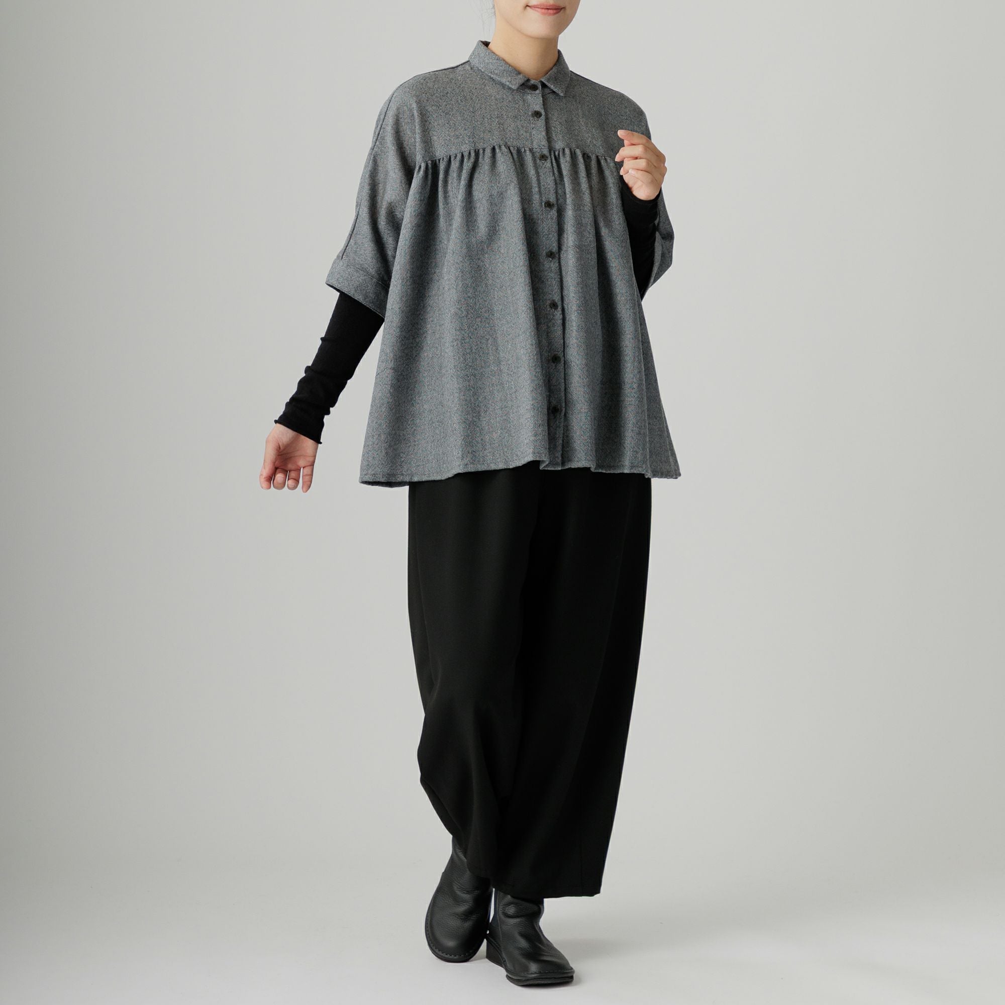千鳥柄ウールガーゼブラウス 524-34 Series | かぐらやONLINE SHOP