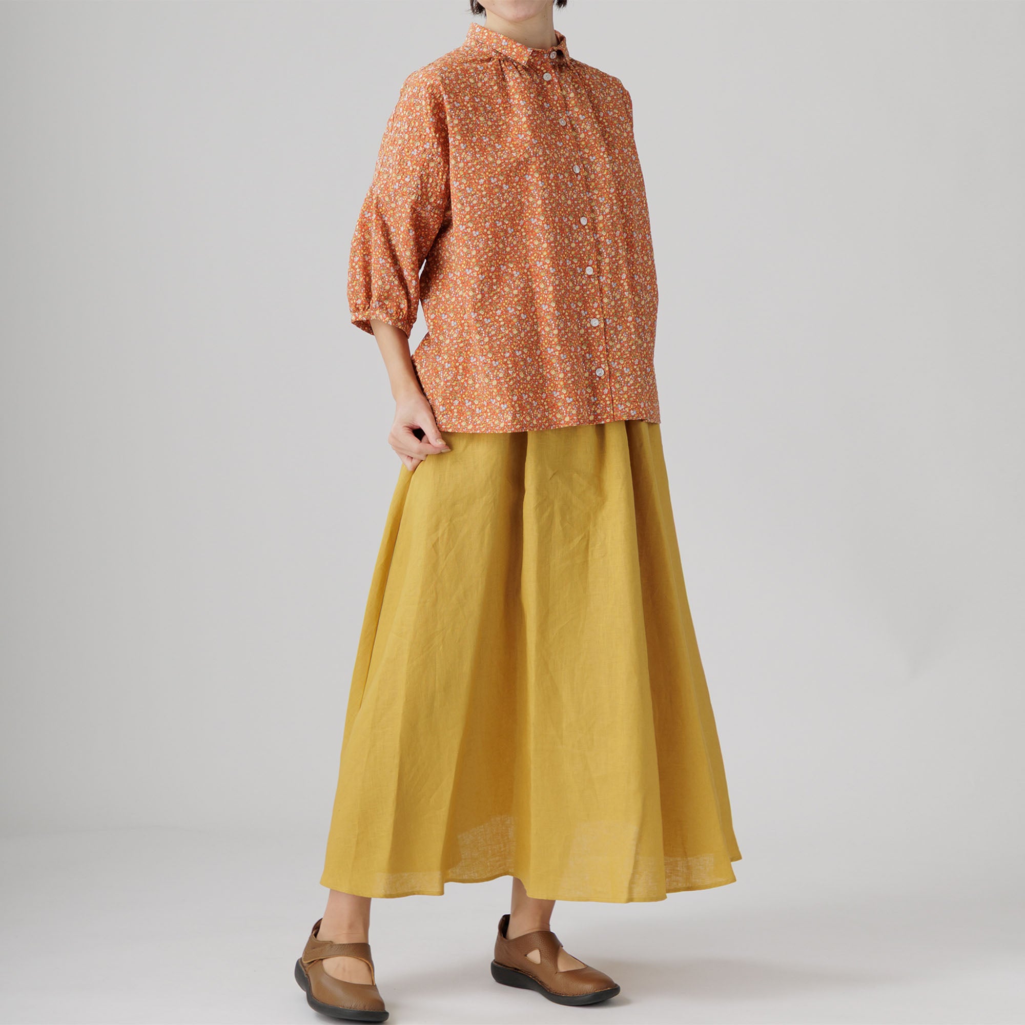 SOOR PLOOM 4y 花柄パフスリーブTシャツ SOOR PLOOM 4y 花柄パフスリーブTシャツ SOOR PLOOM ブルー