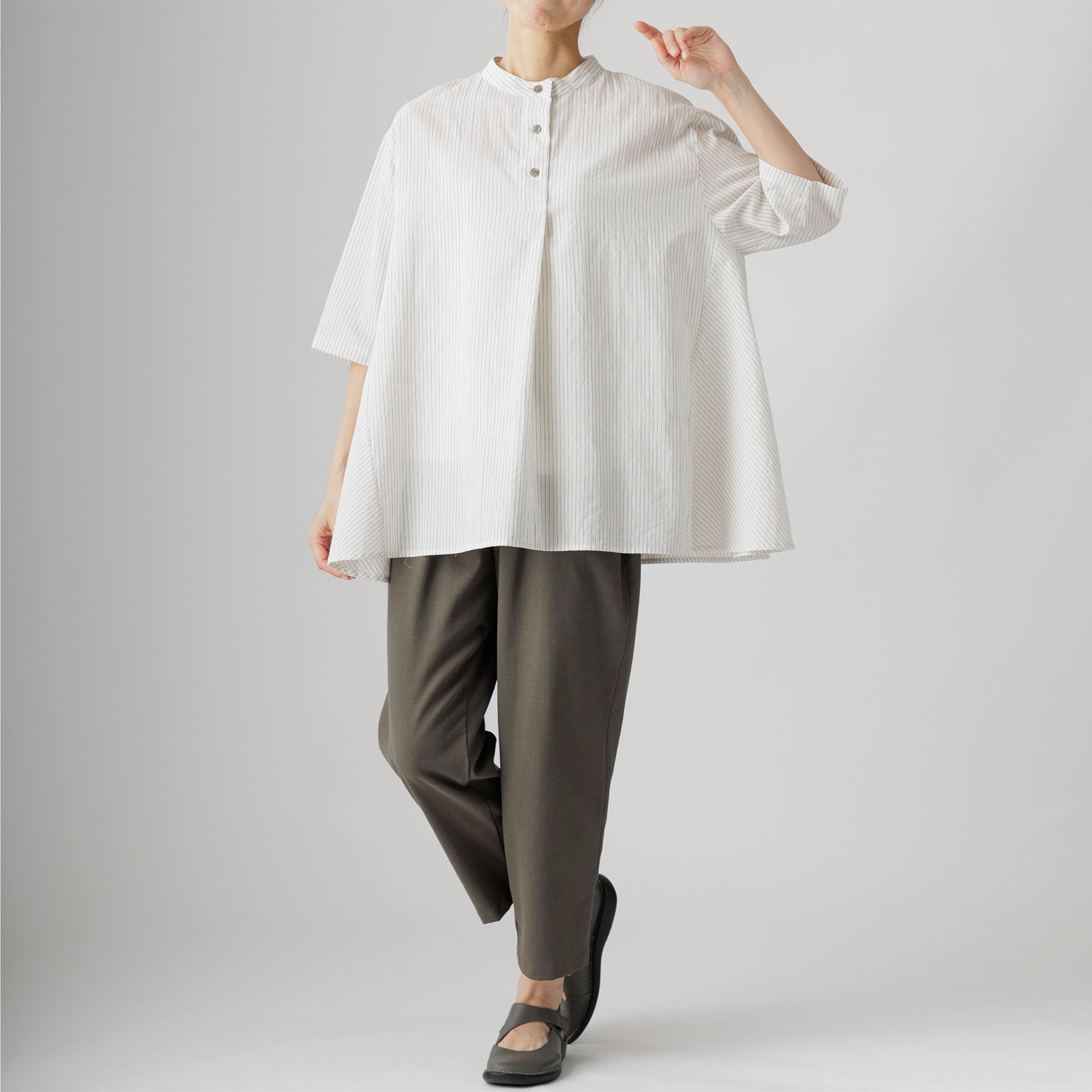 綿麻ストライプブラウス 684-01 Series | かぐらやONLINE SHOP